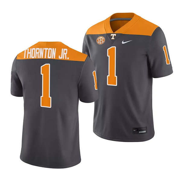 Mens Youth Tennessee Volunteers #1 Dont'e Thornton Jr. 2023 Nike ARTFUL DODGER SMOKEY GREY Football UNIFORM