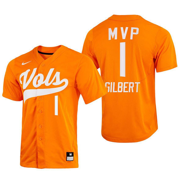 Mens Youth Tennessee Volunteers #1 Drew Gilbert 2022 SEC Tournament MVP Nike Orange College Baseball Limited Jersey 