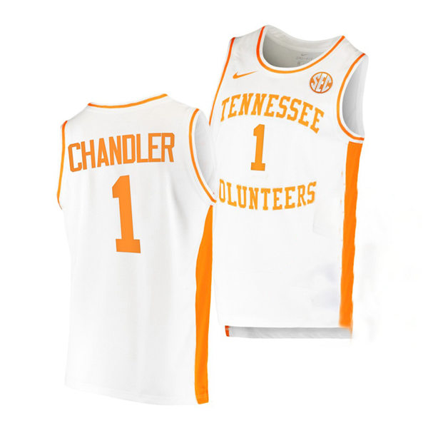 Mens Youth Tennessee Volunteers #1 Kennedy Chandler 2021-22 White Retro College Basketball Game Jersey 