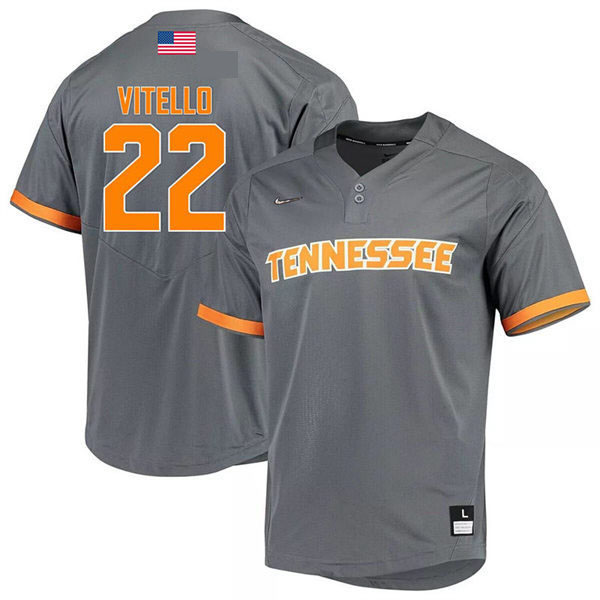 Mens Youth Tennessee Volunteers #22 Tony Vitello 2022 Diamond Nike Charcoal With Name two-Button Pullover Baseball Limited Jersey 