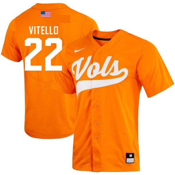 Mens Youth Tennessee Volunteers #22 Tony Vitello 2022 Diamond Nike Orange With Name College Baseball Limited Jersey 