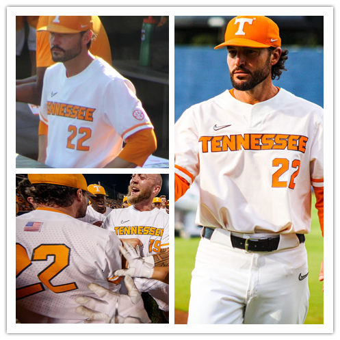 Mens Youth Tennessee Volunteers #22 Tony Vitello Nike White two-Button Pullover Baseball Game Jersey 