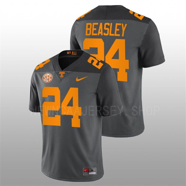 Mens Youth Tennessee Volunteers #24 Aaron Beasley Nike Smokey Grey Alternate College Football Game Jersey 