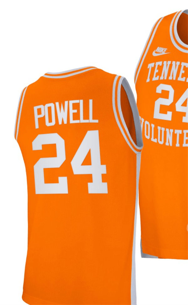 Mens Youth Tennessee Volunteers #24 Justin Powell 2021-22 Orange Retro College Basketball Game Jersey 