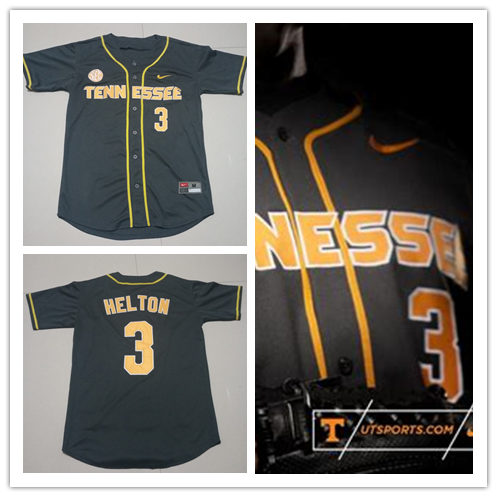 Mens Youth Tennessee Volunteers #3 Todd Helton Nike Charcoal Button Baseball Limited Jersey 