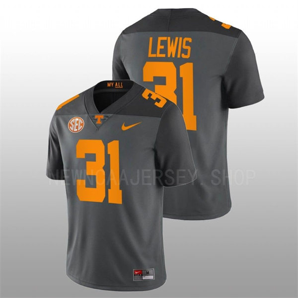 Mens Youth Tennessee Volunteers #31 Jamal Lewis Nike Smokey Grey Alternate College Football Game Jersey 