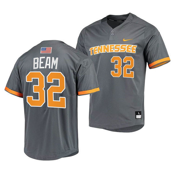 Mens Youth Tennessee Volunteers #32 Drew Beam 2022 Diamond Nike Charcoal With Name two-Button Pullover Baseball Limited Jersey 