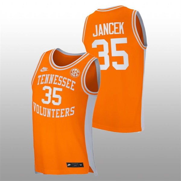 Mens Youth Tennessee Volunteers #35 Brock Jancek 2021-22 Orange Retro College Basketball Game Jersey 