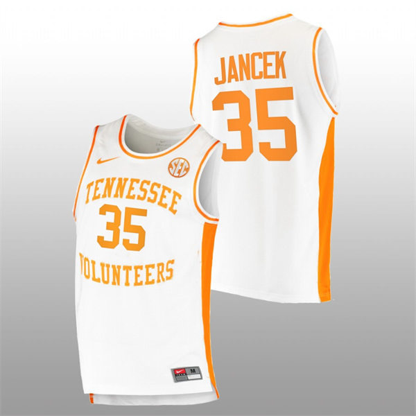 Mens Youth Tennessee Volunteers #35 Brock Jancek 2021-22 White Retro College Basketball Game Jersey 