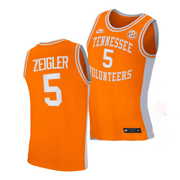 Mens Youth Tennessee Volunteers #5 Zakai Zeigler 2021-22 Orange Retro College Basketball Game Jersey 