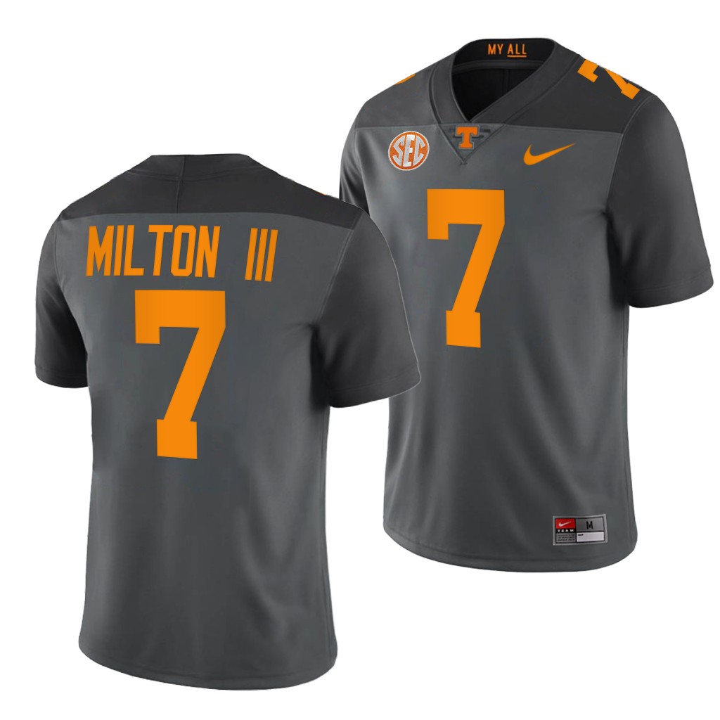 Mens Youth Tennessee Volunteers #7 Joe Milton III Nike Smokey Grey Alternate College Football Game Jersey 