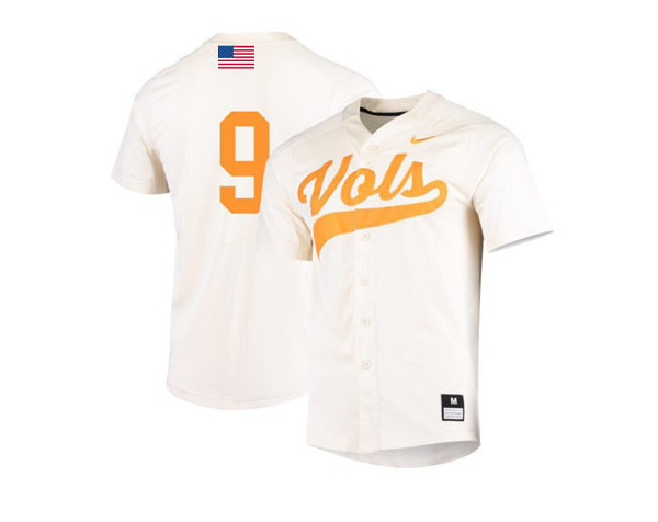 Mens Youth Tennessee Volunteers #9 Cortland Lawson 2022 Nike Cream Vols College Baseball Game Jersey 