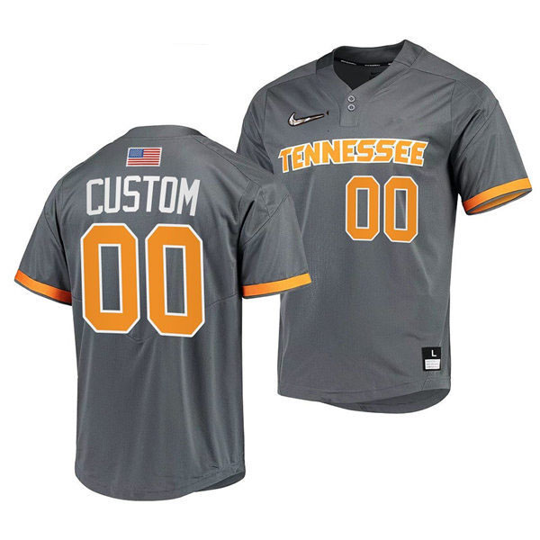 Mens Youth Tennessee Volunteers Custom 2022 Diamond Nike Charcoal two-Button Pullover Baseball Game Jersey 