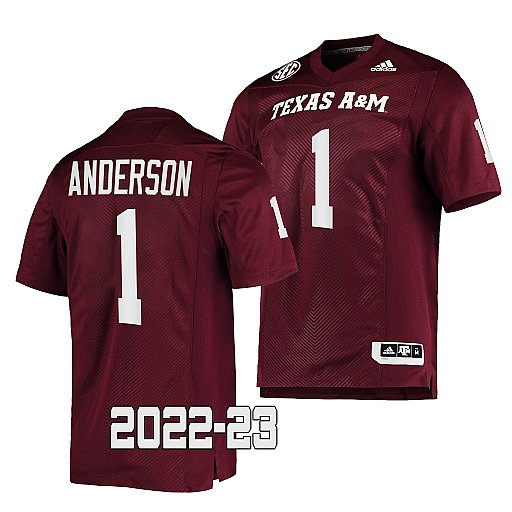 Mens Youth Texas A&M Aggies #1 Bryce Anderson Adidas Maroon College Football Game Jersey 