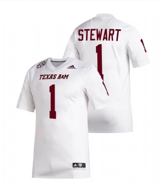 Mens Youth Texas A&M Aggies #1 Evan Stewart College Football Game Jersey White