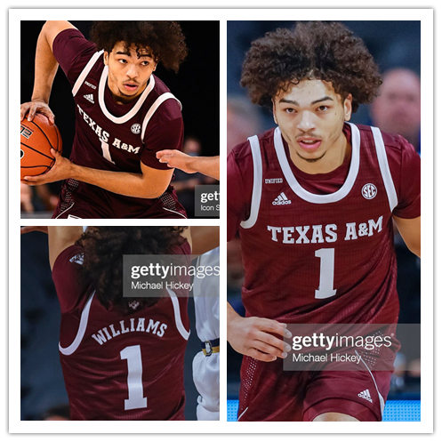 Mens Youth Texas A&M Aggies #1 Marcus Williams Maroon Adidas 2022 College Basketball Game Jersey 