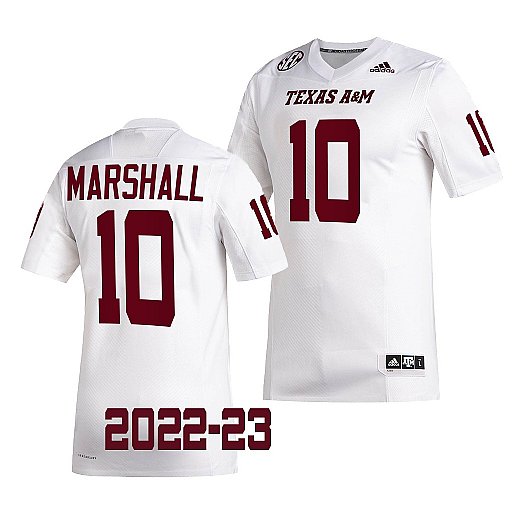 Mens Youth Texas A&M Aggies #10 Chris Marshall Adidas White College Football Game Jersey 