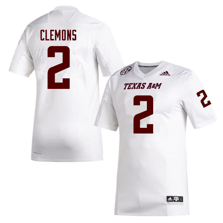 Mens Youth Texas A&M Aggies #2 Micheal Clemons College Football Game Jersey White