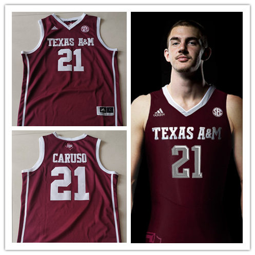 Mens Youth Texas A&M Aggies #21 Alex Caruso 2016 Maroon with Strip Basketball Jersey