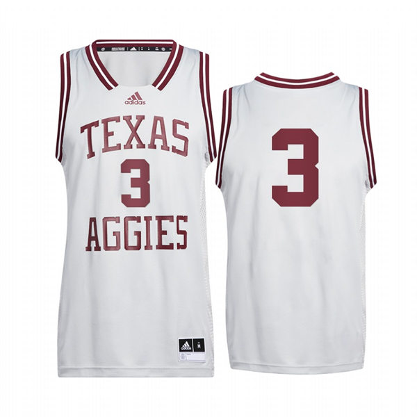 Mens Youth Texas A&M Aggies #3 Quenton Jackson Gray Adidas 2022 Reverse Retro College Basketball 