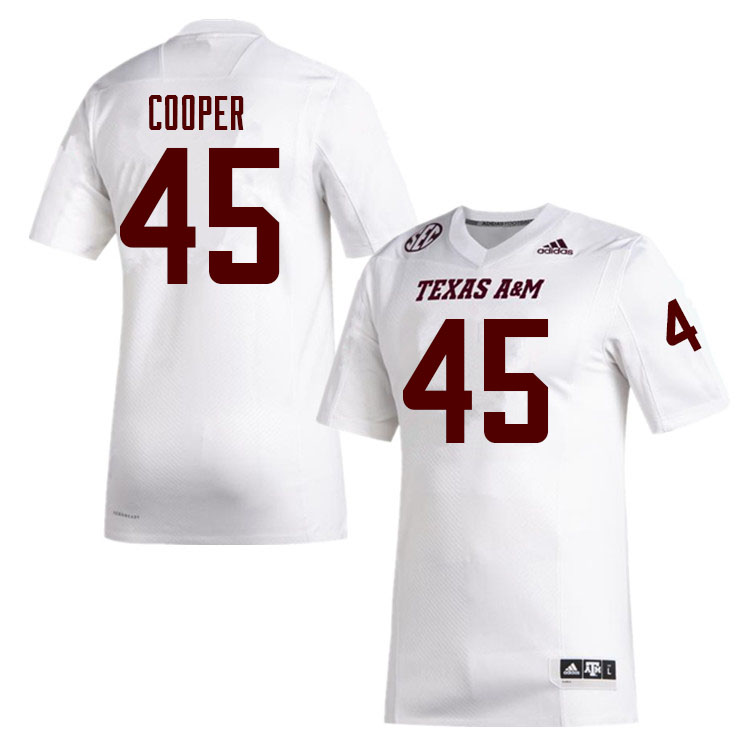 Mens Youth Texas A&M Aggies #45 Edgerrin Cooper College Football Game Jersey White 