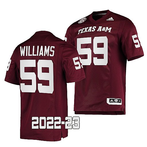 Mens Youth Texas A&M Aggies #59 P.J. Williams Adidas Maroon College Football Game Jersey 