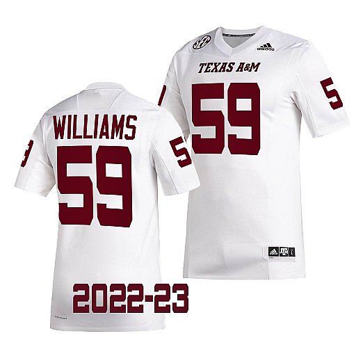 Mens Youth Texas A&M Aggies #59 P.J. Williams Adidas White College Football Game Jersey 