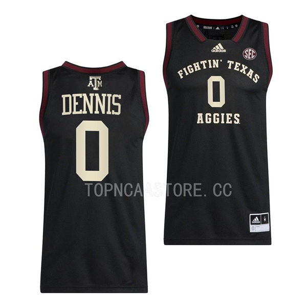 Mens Youth Texas AM Aggies #0 Dexter Dennis Adidas 2022-23 Black Fightin College Basketball Limited Jersey 