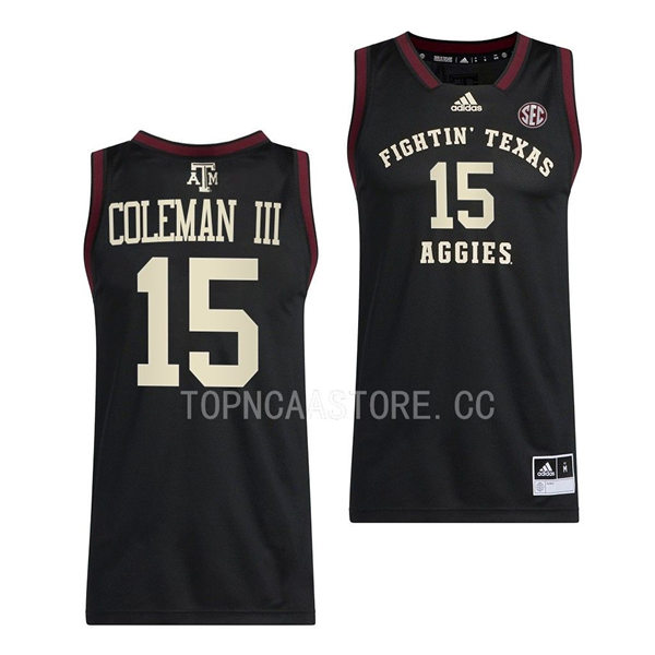 Mens Youth Texas AM Aggies #15 Henry Coleman III Adidas 2022-23 Black Fightin College Basketball Limited Jersey 
