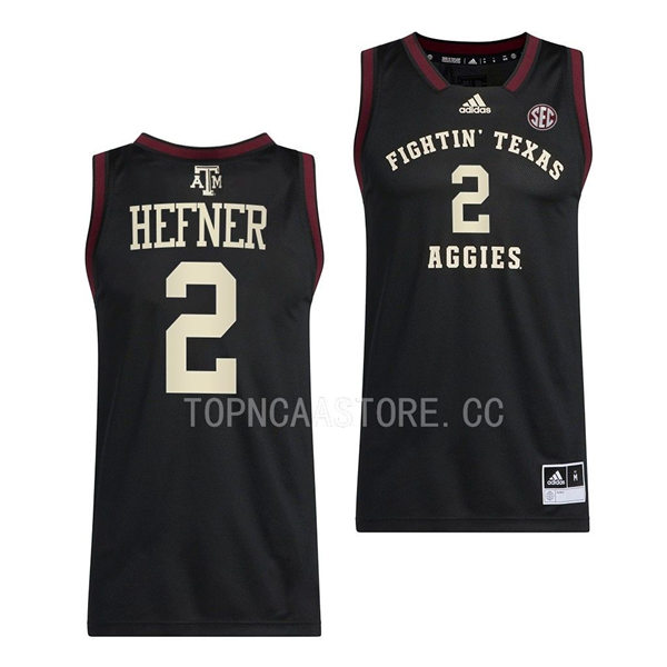 Mens Youth Texas AM Aggies #2 Hayden Hefner Adidas 2022-23 Black Fightin College Basketball Limited Jersey 