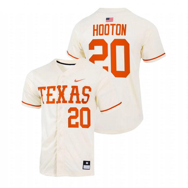 Mens Youth Texas Longhorns #20 Burt Hooton Natural Replic College Baseball Limited Jersey