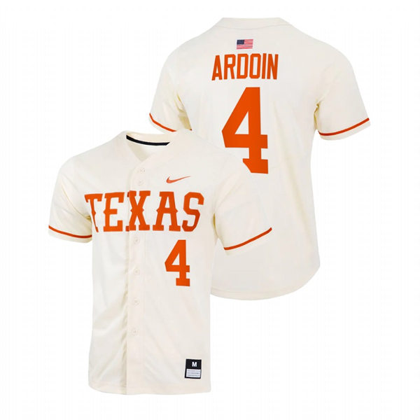 Mens Youth Texas Longhorns #4 Silas Ardoin Natural Replic College Baseball Limited Jersey