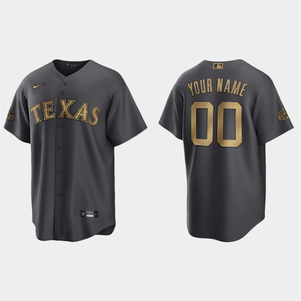 Mens Youth Texas Rangers Custom Nike Charcoal 2022 MLB All-Star Game Jersey