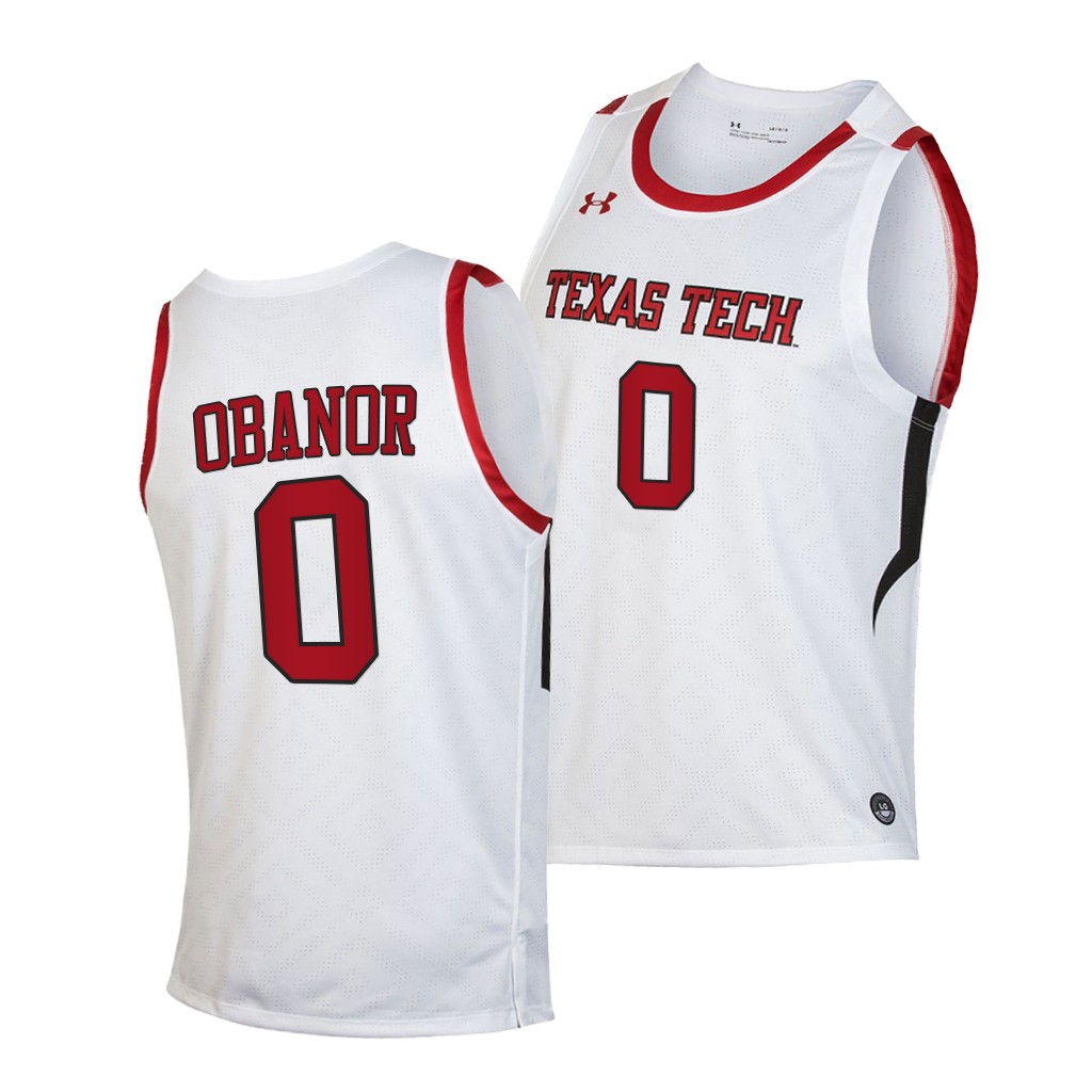 Mens Youth Texas Tech Red Raiders #0 Kevin Obanor 2019-20 College Basketball Game Jersey White 