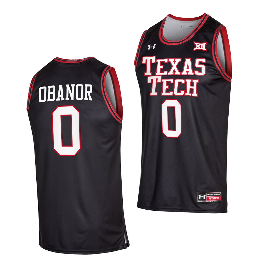 Mens Youth Texas Tech Red Raiders #0 Kevin Obanor 2021 Black Retro College Basketball Jersey 