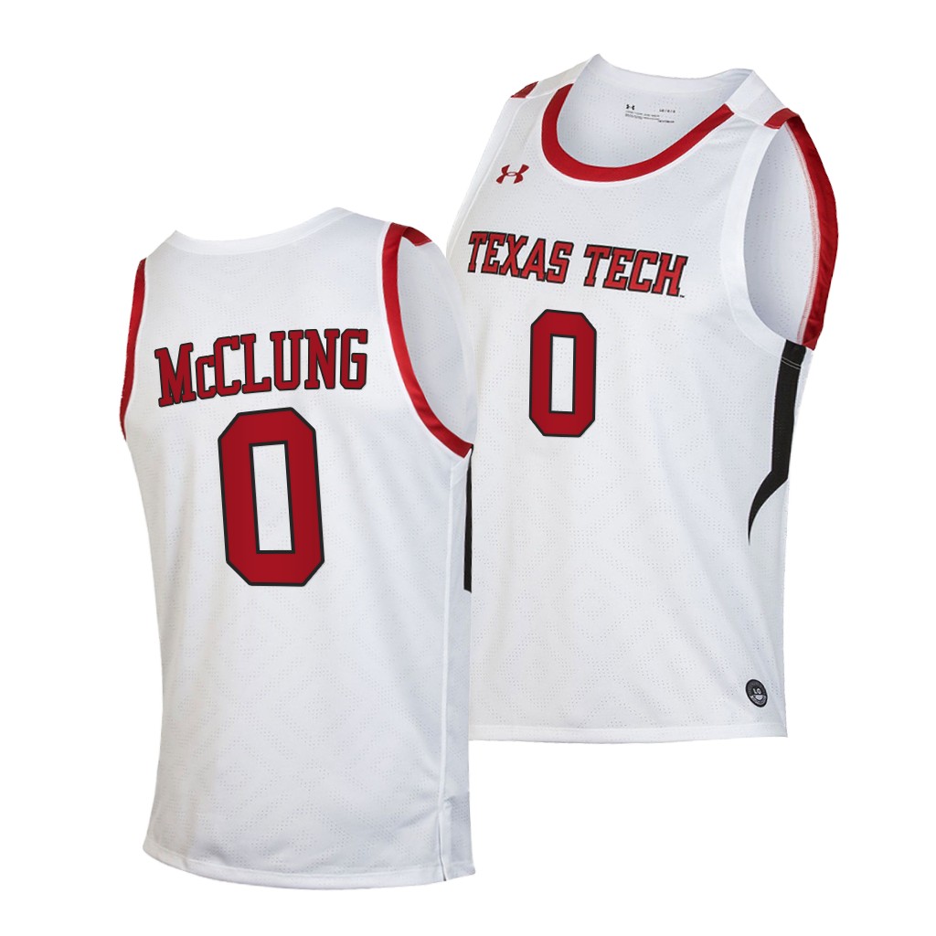 Mens Youth Texas Tech Red Raiders #0 Mac McClung 2019-20 College Basketball Game Jersey White 