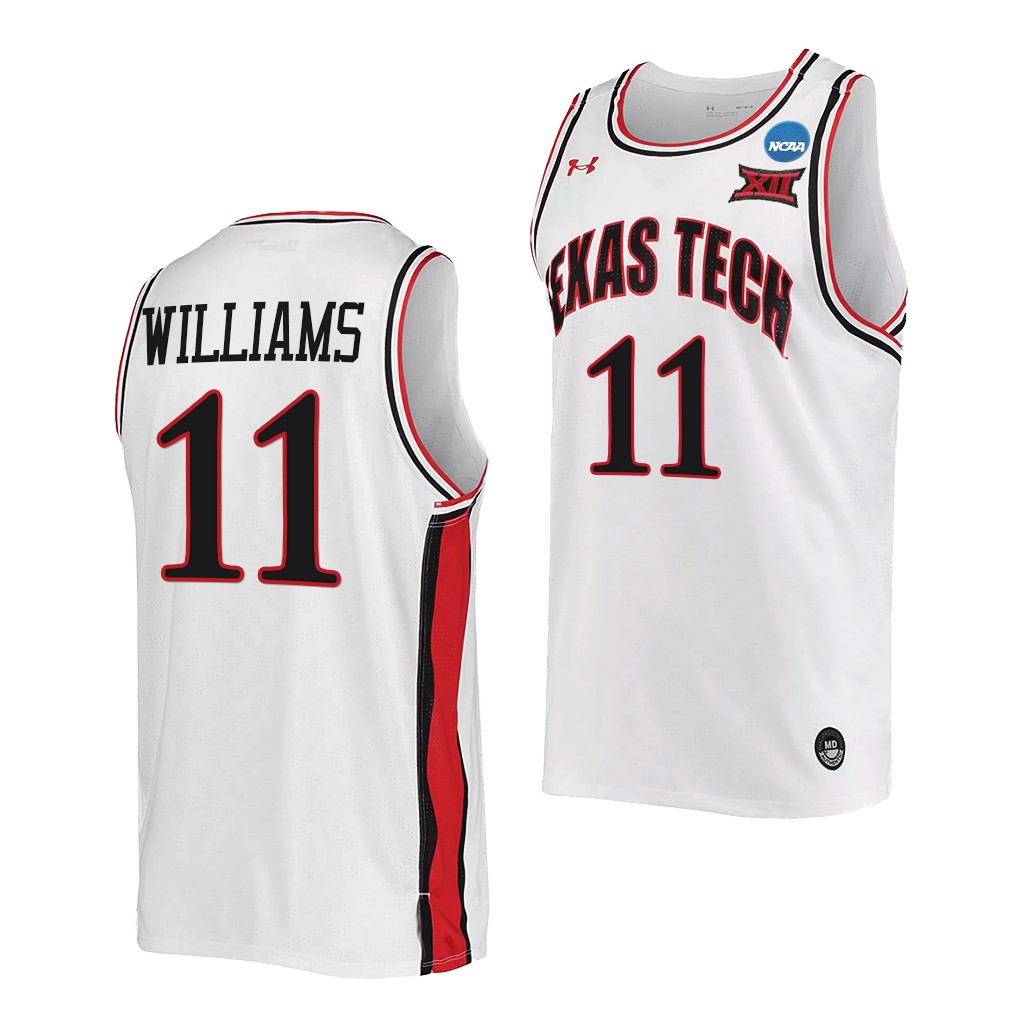 Mens Youth Texas Tech Red Raiders #11 Bryson Williams 2021 White Retro College Basketball Jersey 