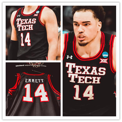 Mens Youth Texas Tech Red Raiders #14 Andre Emmet 2021 Black Retro College Basketball Jersey 