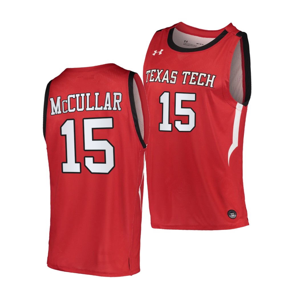 Mens Youth Texas Tech Red Raiders #15 Kevin McCullar Jr. 2019-20 College Basketball Game Jersey Red 