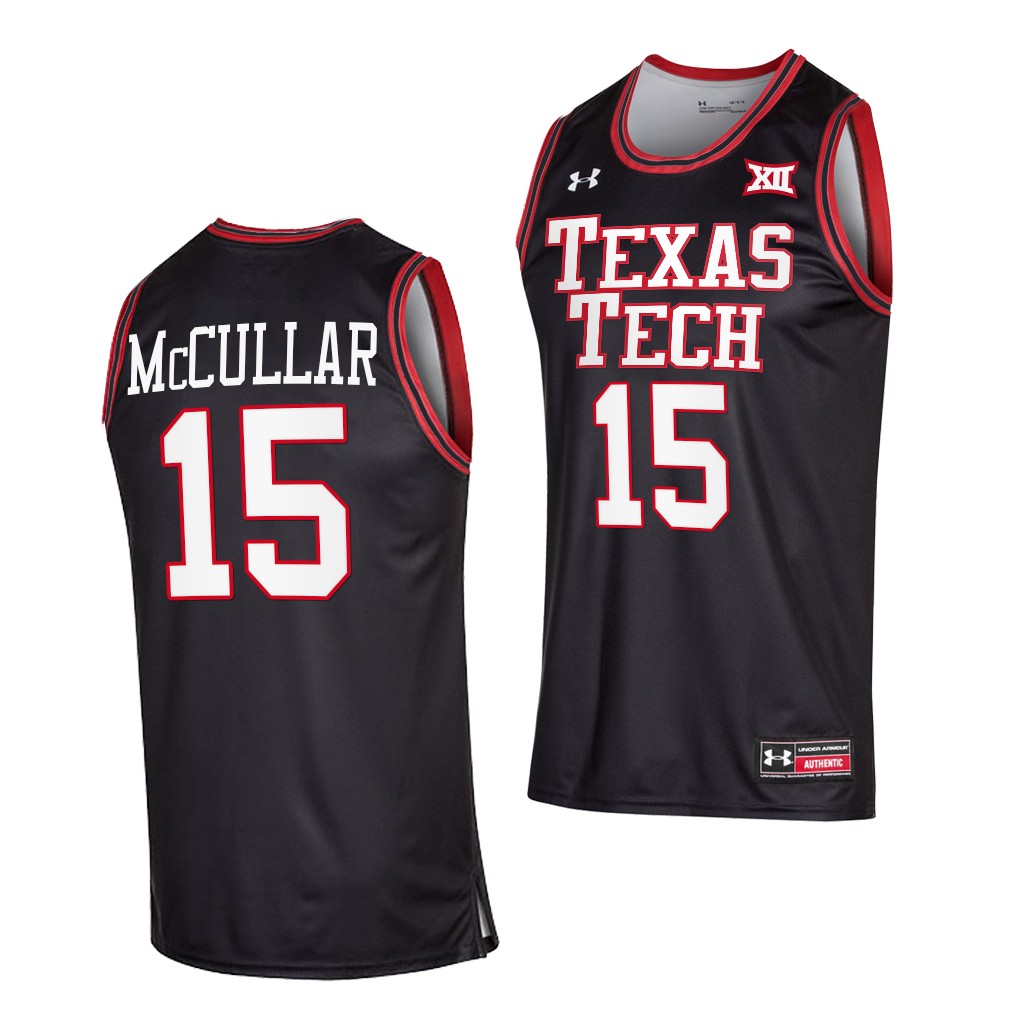 Mens Youth Texas Tech Red Raiders #15 Kevin McCullar Jr. 2021 Black Retro College Basketball Jersey 