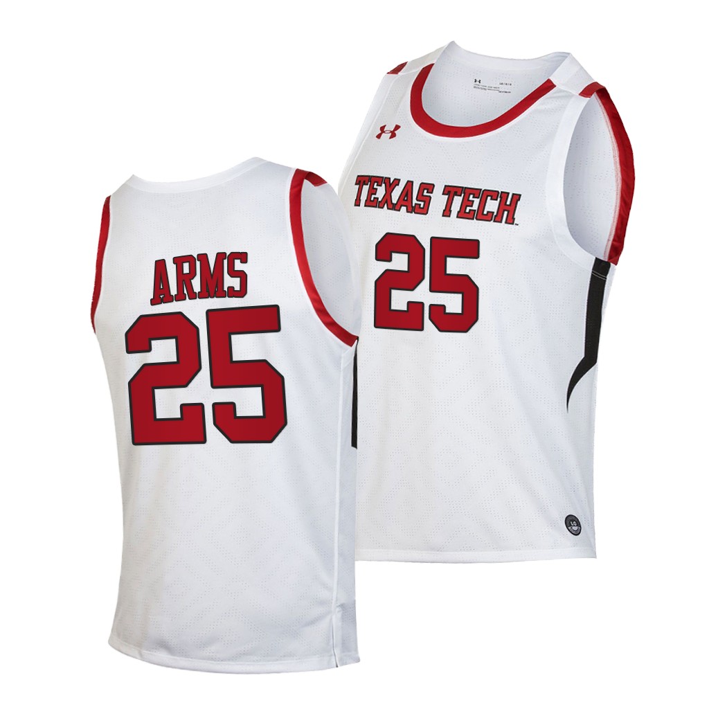 Mens Youth Texas Tech Red Raiders #25 Adonis Arms 2019-20 College Basketball Game Jersey White 
