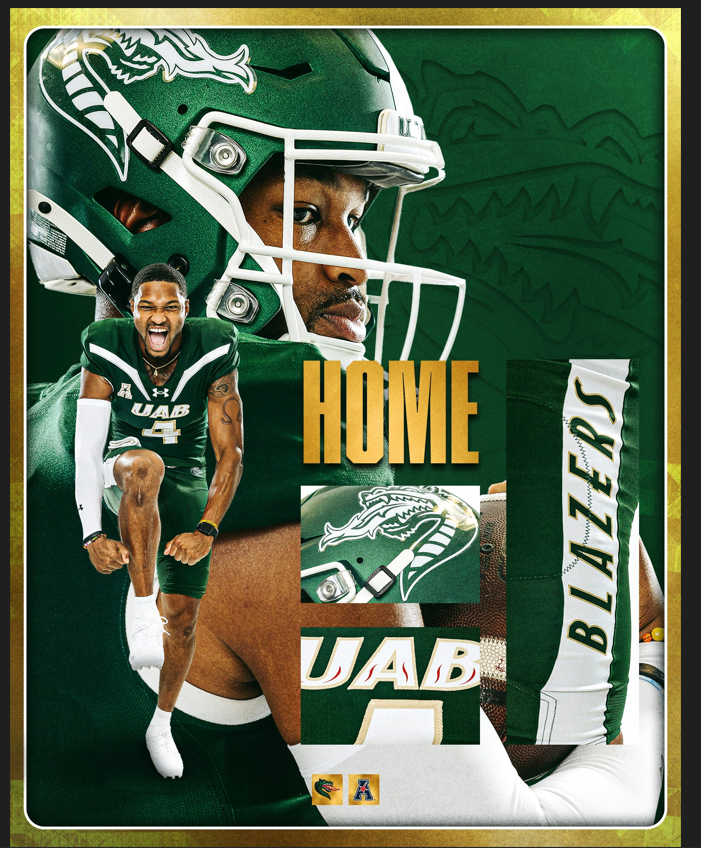 Mens Youth UAB Blazers Custom 2024 Green College Football Game Jersey