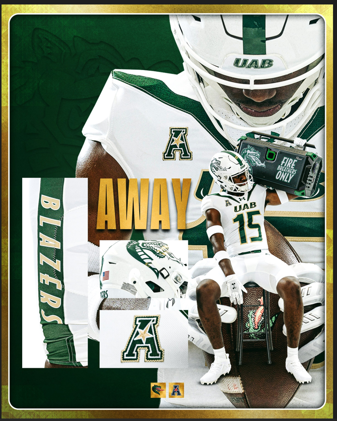 Mens Youth UAB Blazers Custom 2024 White College Football Game Jersey