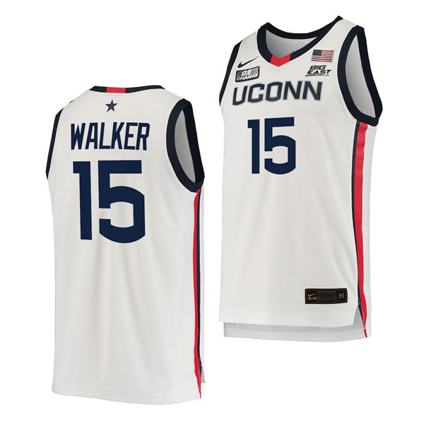 Mens Youth UConn Huskies #15 Kemba Walker 2021 White Uconn College Basketball Game Jersey 