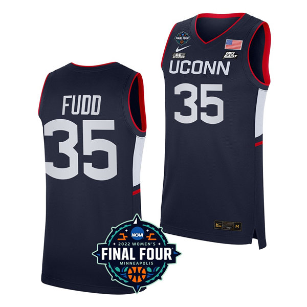 Mens Youth UConn Huskies #35 Azzi Fudd 2021 Navy Uconn College Basketball Game Jersey