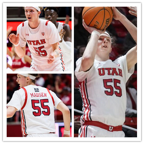 Mens Youth Utah Utes #55 Gabe Madsen White Under Armour College Basketball Game Jersey