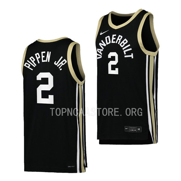 Mens Youth Vanderbilt Commodores #2 Scotty Pippen Jr. Nike 2023 Black College Basketball Retro Jersey 