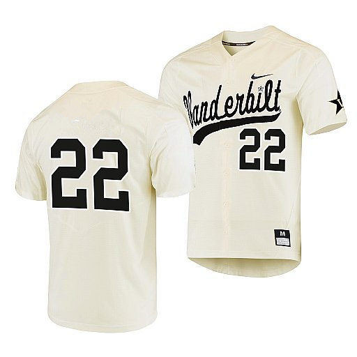 Mens Youth Vanderbilt Commodores #22 Jack Leiter Diamonds Nike Cream College Game Baseball Jersey 