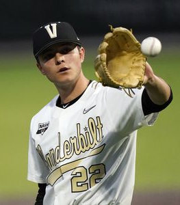 Mens Youth Vanderbilt Commodores #22 Jack Leiter Diamonds Nike White Gold College Game Baseball Jersey 