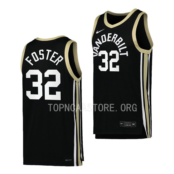 Mens Youth Vanderbilt Commodores #32 Shan Foster Nike 2023 Black College Basketball Retro Jersey 